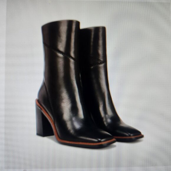 Franco Sarto "Stevie" Black Leather Mid Calf Boots. NIB. Size 10 - Picture 1 of 13